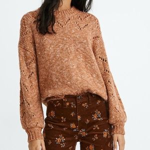 Madewell Pointelle Bubble-Sleeve Pullover Sweater